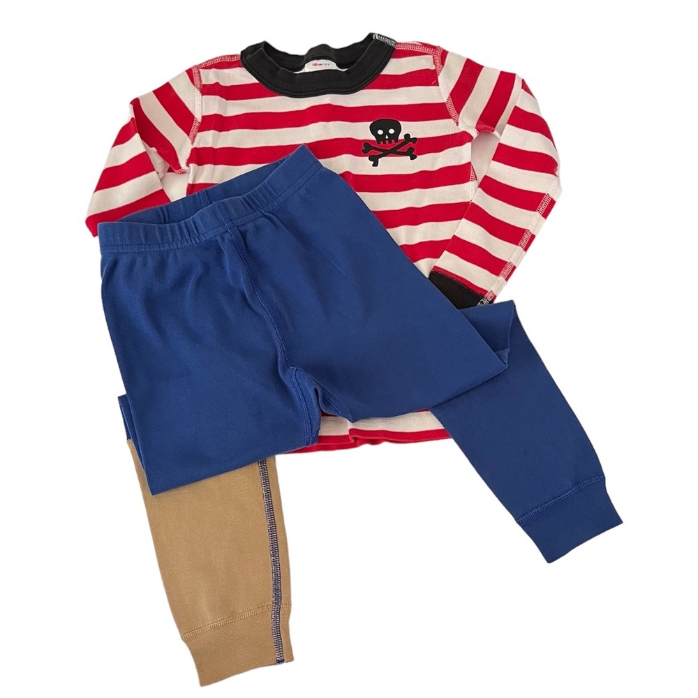 Hanna Andersson Pirate Red & White Stripe Top with Blue & Tan Pajama Pants Set